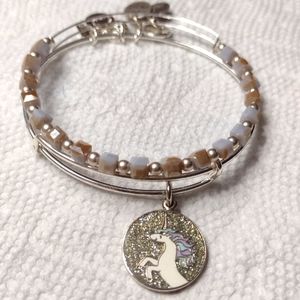ALEX AND ANI Unicorn Glitter Charm Bangle 2 PC Bracelet Set